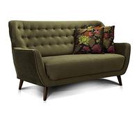 Cavadore Abby Canapé 2 Places avec Capitonnage à Boutons, Style Rétro, Aspect Velours, 153 x 89 x 88 cm, Vert