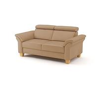 CAVADORE Ammerland Canapé 2 Places en Cuir véritable avec Ressorts et tête de lit réglable 156 x 84 x 93 cm Cuir Beige