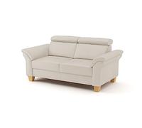 CAVADORE Ammerland Canapé 2 Places en Cuir véritable avec Ressorts et tête de lit réglable 156 x 84 x 93 cm Cuir Blanc