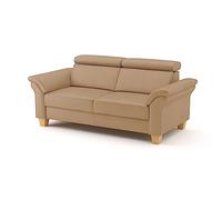 CAVADORE Ammerland Canapé 3 Places en Cuir véritable avec Ressorts et tête de lit réglable 186 x 84 x 93 cm Beige