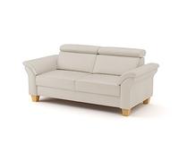 CAVADORE Ammerland Canapé 3 Places en Cuir véritable avec Ressorts + tête de lit réglable 186 x 84 x 93 cm Cuir Blanc