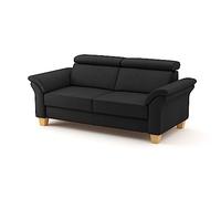 CAVADORE Ammerland Canapé 3 Places en Cuir véritable avec Ressorts + tête de lit réglable 186 x 84 x 93 cm Cuir Noir