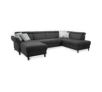 CAVADORE Ammerland Caravane avec Noyau à Ressorts en Forme de U avec Long Chair Gauche et méridienne à Droite/avec réglage de la tête de lit / 317 x 84 x 193 / Aspect Cuir Gris foncé