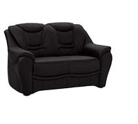 CAVADORE Bansa Canapé 2 Places en Cuir véritable avec Noyau à Ressort Noir 148 x 94 x 95 cm