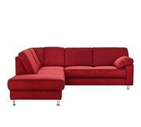 CAVADORE Belfast Canapé d'angle avec Noyau à Ressorts et canapé d'angle avec Coffre de Rangement au Design Moderne en Microfibre Rouge 243 x 88 x 218 cm