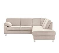 CAVADORE Belfast Canapé d'angle Droit en Microfibre avec Noyau à Ressort Beige Clair 243 x 88 x 218