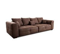 Cavadore Big Sofa Mavericco Grand canapé au Design Moderne Aspect Cuir avec Coussin de Dossier et Coussin décoratif 287 x 69 x 108 cm (l x H x P) en Microfibre Marron foncé