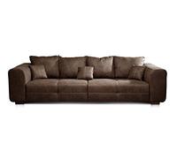 CAVADORE Big Sofa Mavericco Grand canapé au Design Moderne Aspect Cuir avec Coussins de Dossier et Coussins décoratifs en Microfibre Marron 287 x 69 x 108 cm