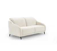 CAVADORE Canapé 3 Places Bleu au Design Moderne avec Fonction TV motorisée avec Table Pliante, Port USB, tête de lit réglable, Pieds en métal Noir Mat, Microfibre, Blanc Naturel