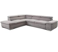 CAVADORE Canapé d'angle Alkatraz/Grand canapé-lit d'angle avec méridienne Gauche et Appuie-tête Réglable/Design Moderne / 274x66x228cm / Gris