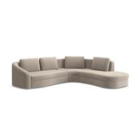 CAVADORE Canapé d'angle Jawa/Canapé d'angle près du Sol avec canapé 2,5 Places et Coin trapèze à Angle Droit (90°) / 303 x 88 x 274 / Microfibre Beige Perle