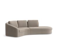 CAVADORE Canapé d'angle Jawa/Canapé d'angle près du Sol avec élément 1 Place et Coin trapèze Semi-Circulaire (60 degrés) / 266 x 88 x 230 cm/Microfibre Beige Perle