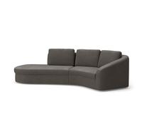 CAVADORE Canapé d'angle Jawa/Canapé d'angle près du Sol avec élément 1 Place et trapèze Semi-Circulaire (60 degrés) / 266 x 88 x 230 cm/Tissé à Plat, Marron foncé
