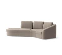 CAVADORE Canapé d'angle Jawa/Canapé d'angle près du Sol avec élément 1 Place et trapèze Semi-Circulaire (60 degrés) / 266 x 88 x 230 cm/Microfibre Beige Perle