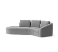 CAVADORE Canapé d'angle Jawa/Canapé d'angle près du Sol avec élément 1 Place et trapèze Semi-Circulaire (60 degrés) / 266 x 88 x 230 / Microfibre Gris Moyen