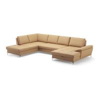 CAVADORE Castiel Salon paysager avec Noyau à Ressorts/canapé Paysage avec Grande Chaise Longue, réglage de la Profondeur d'assise et Pieds en métal satiné, 363 x 89 x 223 cm, en Cuir véritable