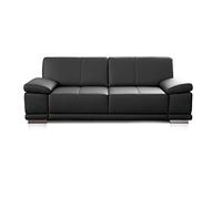 Cavadore Corianne Canapé 3,5 Places en Cuir Véritable avec Accoudoirs Réglables, Design Moderne, 248 x 80 x 99 cm, Noir