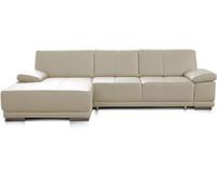 CAVADORE Corianne Canapé D’Angle Convertible, en Cuir Véritable, Fonction Couchage Et Accoudoirs Réglables, 282 x 80 x 162 cm, Blanc