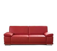 CAVADORE Corianne Grand Canapé 3,5 Places en Similicuir avec Accoudoirs Réglables, Design Moderne, 248 x 80 x 99 cm, Aspect Cuir, Rouge