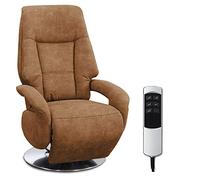 Cavadore Edinburgh Fauteuil Relax Électrique avec 2 Moteurs Électriques, 74 x 114 x 77 cm, Aspect Cuir, Cognac