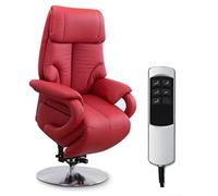 CAVADORE Fauteuil en Cuir Istanbul/Fauteuil TV avec Aide au relevage, Fonction Relaxation réglable électriquement / 2 Moteurs E / 80 x 115 x 79 / Cuir véritable : Rouge