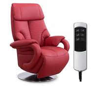 CAVADORE Fauteuil en Cuir Istanbul/Fauteuil TV avec Fonction Relaxation réglable électriquement / 2 Moteurs électriques / 80 x 115 x 79 / Cuir véritable : Rouge