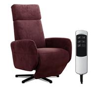 CAVADORE Fauteuil TV Cobra avec 2 Moteurs E/Fauteuil TV avec Fonction allongée/Relax/avec télécommande réglable/Pied étoile Charge Max. 130 kg / 71 x 110 x 82 / Aspect Cuir Rouge