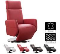 CAVADORE Fauteuil TV Cobra avec Fonction de Couchage, Fonction Relaxation, réglable en continu, ergonomie, M, Charge jusqu'à 130 kg, 71 x 110 x 82 cm, Cuir véritable Rouge