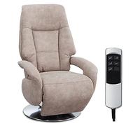 CAVADORE Fauteuil TV Edinburgh avec Fonction Relaxation réglable électriquement - 2 Moteurs électriques - 74 x 114 x 77 cm - Aspect Cuir - Beige