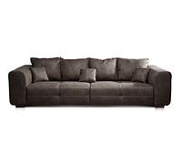 CAVADORE Grand canapé Mavericco - Design Moderne - Aspect Cuir - avec Coussin de Dossier et Coussin décoratif - 287 x 69 x 108 cm (l x H x P) - Microfibre Anthracite