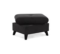CAVADORE Groenland Pouf Rembourré, Style Scandinave, Espace De Rangement, Utilisable Comme Siège D’appoint Ou Repose-pieds, 76 x 47 x 63 cm, Tissu Plat, Noir