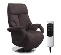 CAVADORE Istanbul Fauteuil en Cuir véritable avec Fonction Relax réglable électriquement et 2 Moteurs électriques Marron 80 x 115 x 79 cm