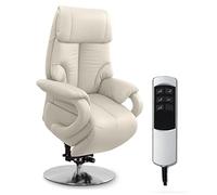 CAVADORE Istanbul Fauteuil Relax Réglable Électriquement, avec Fonction Releveur Et 2 Moteurs Électriques, 80 x 115 x 79 cm, Cuir Véritable Blanc