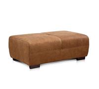 Cavadore Mavericco Pouf Rectangulaire XXL en Microfibre Aspect Cuir, Design Industriel, Assorti au Grand Canapé et au Canapé d’Angle Mavericco, 108 x 71 x 41 cm, Cognac