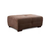 Cavadore Mavericco Pouf XXL en Microfibre Aspect Cuir, Design Industriel, Assorti au Grand Canapé et au Canapé d’Angle Mavericco, 108 x 71 x 41 cm, Marron