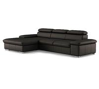 CAVADORE Valerie Canapé-lit en Cuir véritable avec Chaise Longue XL/Canapé d'angle avec Fonction lit, tête de lit réglable + Grande Chaise Longue / 286 x 73 x 174 / Cuir Marron foncé