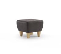 CAVADORE Vida Pouf rembourré avec Pieds en Bois de hêtre Massif 52 x 46 x 52 cm Microfibre Marron Gris
