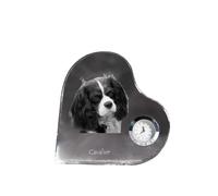 Cavalier King Charles espagnol - horloge en cristal avec photo du chien, étagères en forme de cœur avec horloge, horloge sur pied personnalisée de la marque Art-Dog