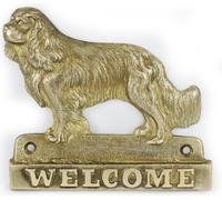 Cavalier King Charles espagnol - plaque de porte avec chien, plaque de bienvenue en laiton, plaque exceptionnelle avec l'inscription « Welcome » de la marque Art-Dog