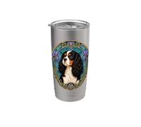 Cavalier tricolore King Charles Spaniel Art Nouveau Gobelet isotherme en acier inoxydable double paroi