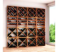 Cave à Vin Modulable Cube 50 - Rack Murale 320 Bouteilles - Système Composable en Bois Massif FSC® - Set 16 Modules (8X+4 Standard+4 Rombo) - Couleur Noyer - Dim. 200x200x25 cm