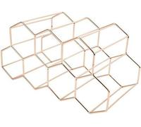 Cave à vin sur pied - Support de table pour bouteilles - Conservation du vin - Structure métallique robuste - 35 x 19 x 18 cm - Or rose