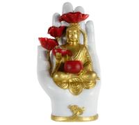 CAVIRIA Statue de Bouddha Fontaine Solaire 58cm, Recharge USB ou Panneau Solaire câble 5m & télécommande, Décoration Jardin Fontaine Zen LED, Bouddha Decoration Intérieur & Extérieur