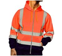 Caxndycing Veste de travail pour homme - Réfléchissant - Sweat à capuche - Fermeture éclair - Veste de sécurité - Sweat à capuche - Protection d'avertissement - Manteau à capuche