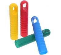 CAXUSD 4 Pièces Poignée de Manche à Balai de Rechange 25mm avec Trou | Capuchons, Plastique Robuste, Bleu Rouge Jaune Vert, Installation Facile
