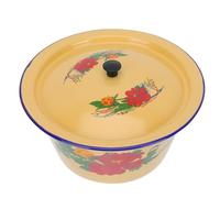 CAXUSD Bol en Émail Vintage 1,4 L avec Couvercle Bol à Saindoux 19,5 Cm Bassin à Huile Multifonction Cuisine et Pâtisserie Robuste sans Bavures Rangement Pratique