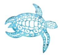 CAXUSD Décoration Murale Tortue Marine en Fer Bleu Ajouré pour Jardin et Salon, Ornement Mural Extérieur, Art Mural Solide, Style Côtier et Nordique