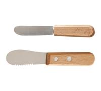 CAXUSD Ensemble 3 Pièces Couteau à Beurre et Tartineur à Fromage en Acier Inoxydable, Manches Bois, Mini 7,5 Cm, Lames Dentelées et Lisses, Outils pour Cuisine et Vaisselle