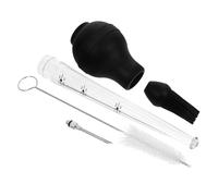 CAXUSD Injecteur de Viande en Acier Inoxydable Pinceau en Silicone Noir pour Injecter Assaisonnement, Outil Pratique pour Poulet et Viande Lors de Barbecues ou Randonnées