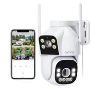 CAYVIS 2MP+2MP Camera Surveillance WiFi Extérieur, 2.4GHz 5GHz PTZ Caméra IP CCTV Extérieure avec Double Objectif, Vision Nocturne Couleur,Enregistrement 24/7, Détection Humaine,IP66